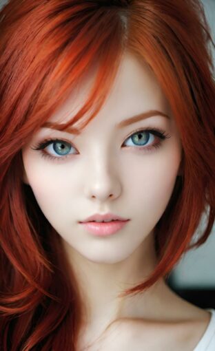 AI girl with red hair wallpaper