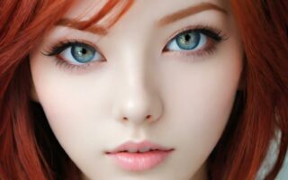 AI girl with red hair wallpaper