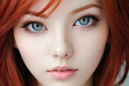 AI girl with red hair wallpaper