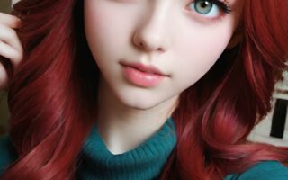 AI girl with red hair wallpaper
