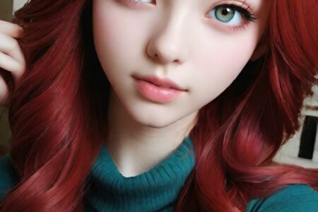 AI girl with red hair wallpaper