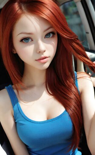 AI girl with red hair wallpaper