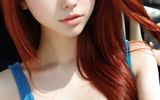 AI girl with red hair wallpaper