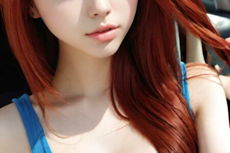 AI girl with red hair wallpaper