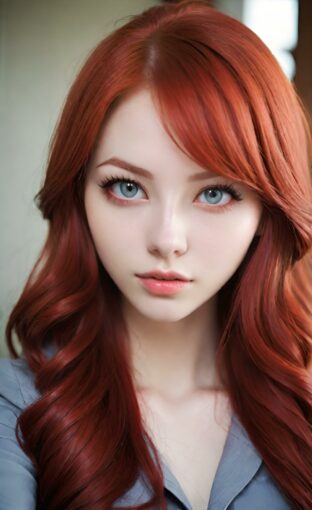 AI girl with red hair wallpaper