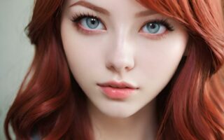 AI girl with red hair wallpaper
