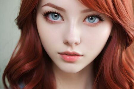 AI girl with red hair wallpaper