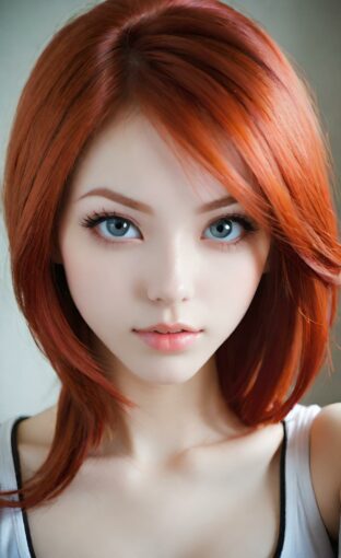 AI girl with red hair wallpaper