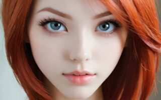 AI girl with red hair wallpaper