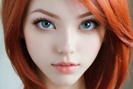 AI girl with red hair wallpaper