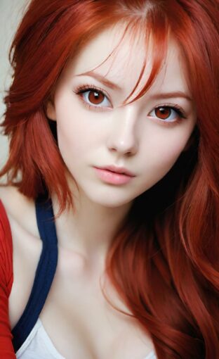 AI girl with red hair wallpaper