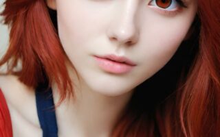 AI girl with red hair wallpaper
