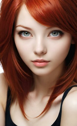 AI girl with red hair wallpaper