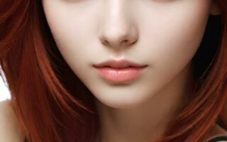 AI girl with red hair wallpaper