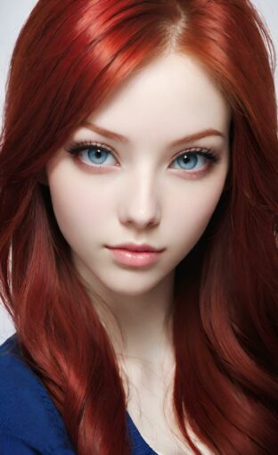 AI girl with red hair wallpaper
