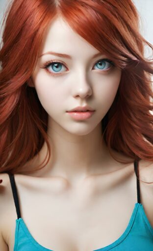AI girl with red hair wallpaper