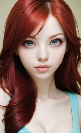 AI girl with red hair wallpaper