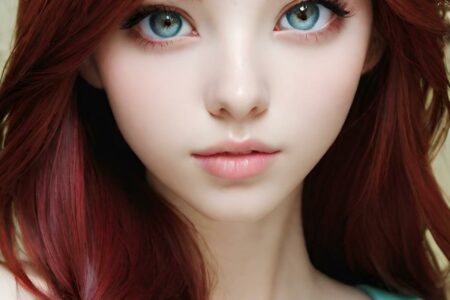 AI girl with red hair wallpaper
