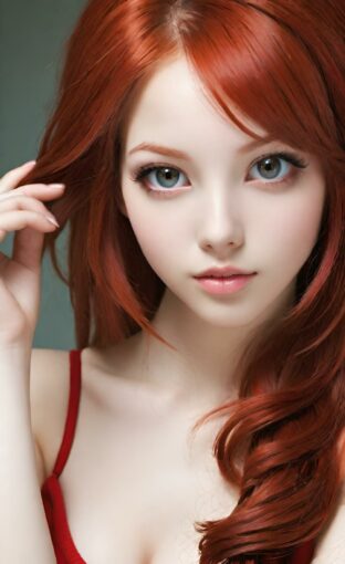 AI girl with red hair wallpaper