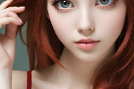 AI girl with red hair wallpaper