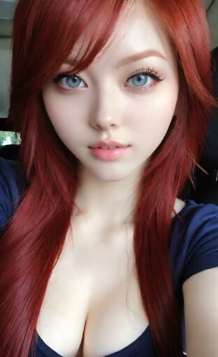 AI girl with red hair wallpaper
