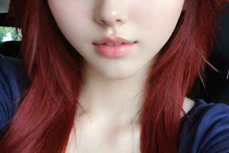 AI girl with red hair wallpaper