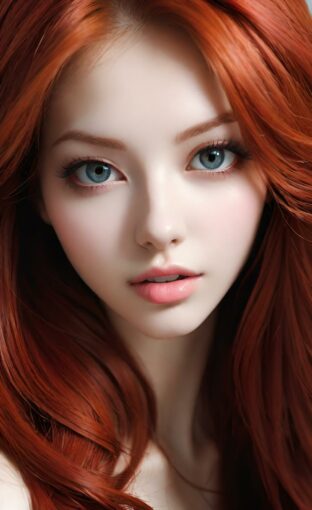 AI girl with red hair wallpaper