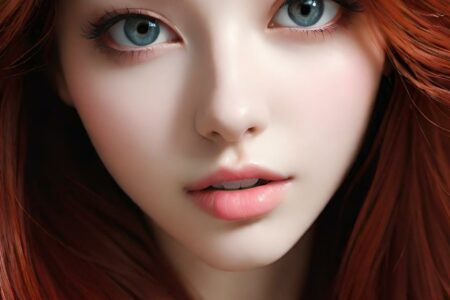AI girl with red hair wallpaper