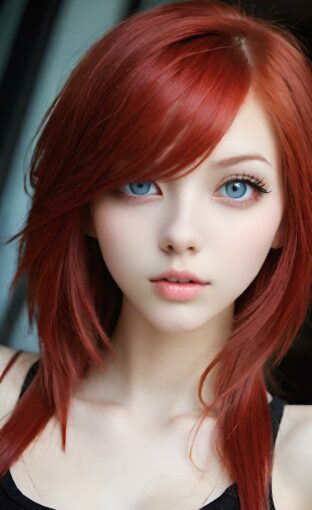 AI girl with red hair wallpaper