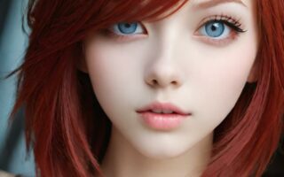 AI girl with red hair wallpaper