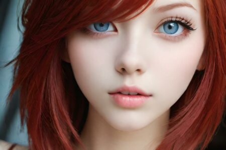 AI girl with red hair wallpaper