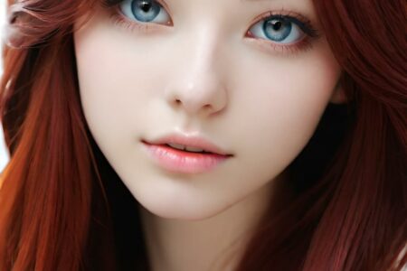 AI girl with red hair wallpaper