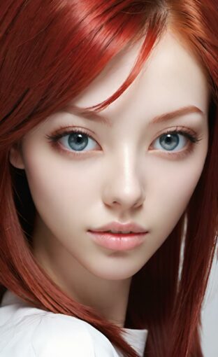 AI girl with red hair wallpaper