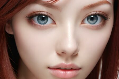 AI girl with red hair wallpaper