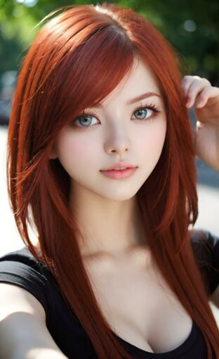 AI girl with red hair wallpaper