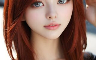 AI girl with red hair wallpaper