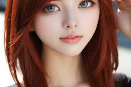AI girl with red hair wallpaper
