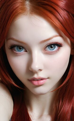 AI girl with red hair wallpaper