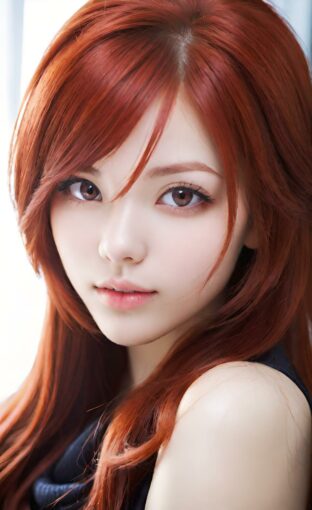AI girl with red hair wallpaper