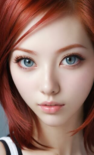 AI girl with red hair wallpaper