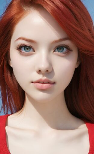 AI girl with red hair wallpaper