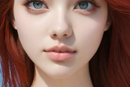 AI girl with red hair wallpaper
