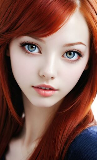 AI girl with red hair wallpaper