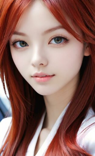 AI girl with red hair wallpaper