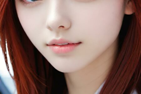 AI girl with red hair wallpaper