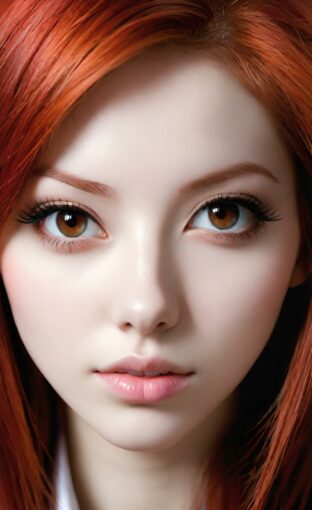 AI girl with red hair wallpaper