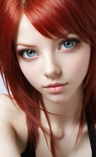 AI girl with red hair wallpaper