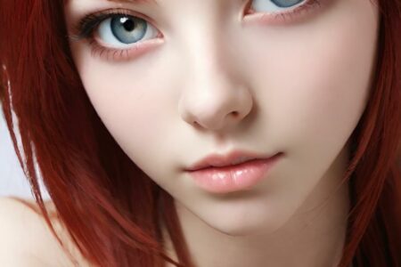AI girl with red hair wallpaper