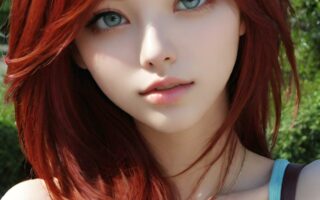 AI girl with red hair wallpaper