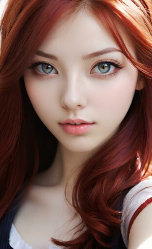 AI girl with red hair wallpaper